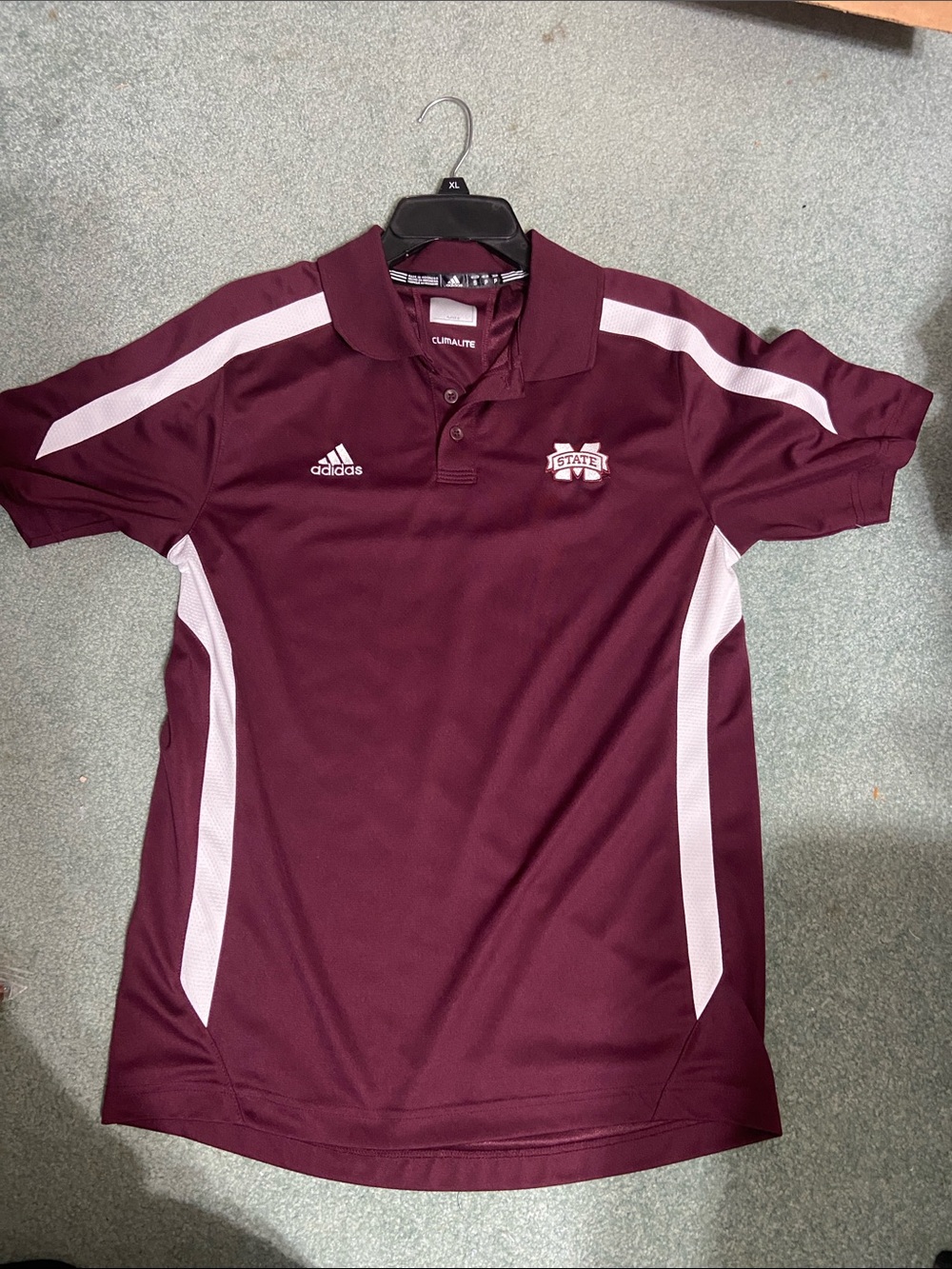 adidas Men's Maroon Polo with White Accents